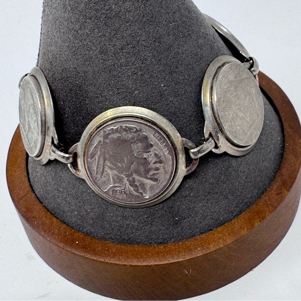Vintage US Indian Head Buffalo Nickel coin bracelet